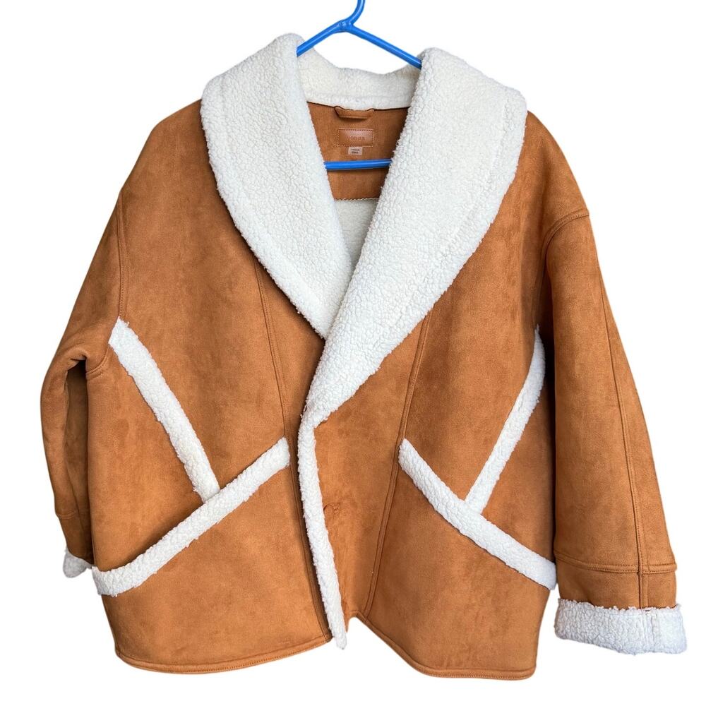 Mother The Brrly Coat Wash Staying In Size Large Brown White Warm Coat Luxury - Picture 2 of 16